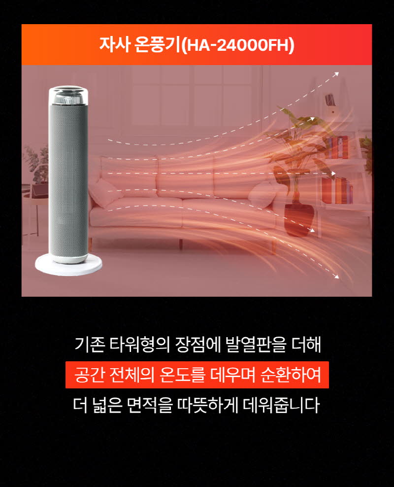 한경희 무드등 그래핀 타워형 리모컨 PTC 온풍기 HA-24000FH 상세 이미지 26