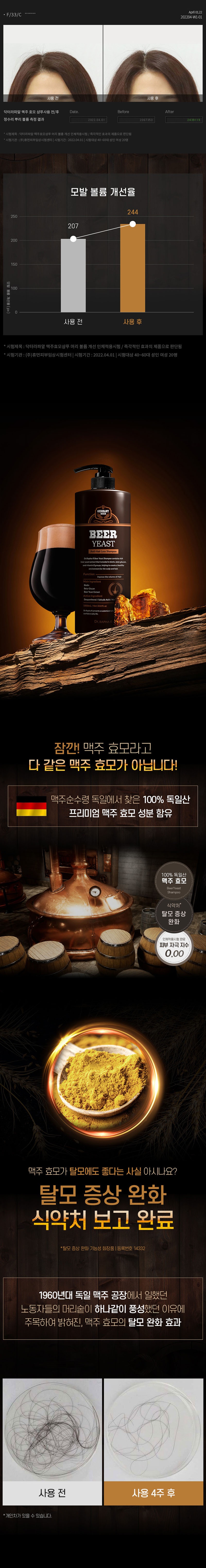 [닥터라파알] 독일산 맥주효모 탈모 샴푸 1L 모발 볼륨 개선 상세 이미지 4