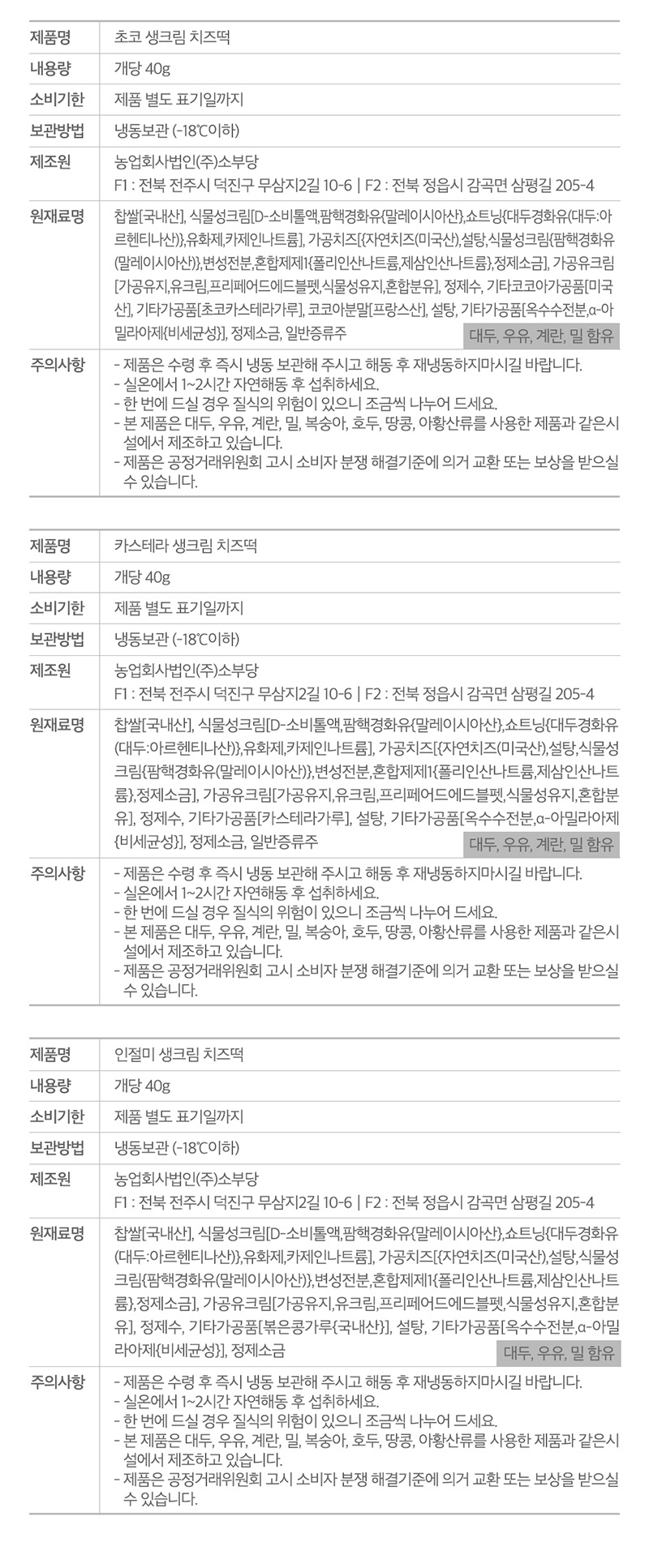 소부당 생크림 수능대박 선물세트 1박스 (18개입) 상세 이미지 4