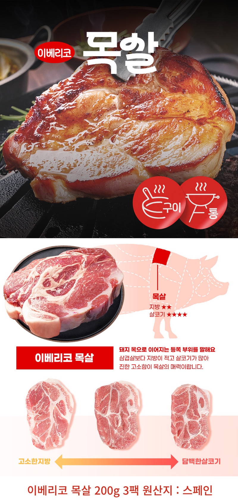 [고기소녀] 이베리코 목살 200g 3팩 상세 이미지 2