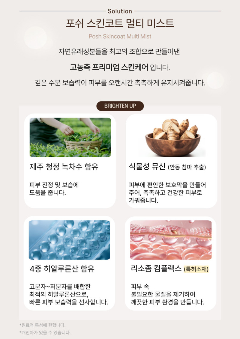 [브라이튼업] 포쉬 스킨코트 멀티 미스트 100ml 상세 이미지 4