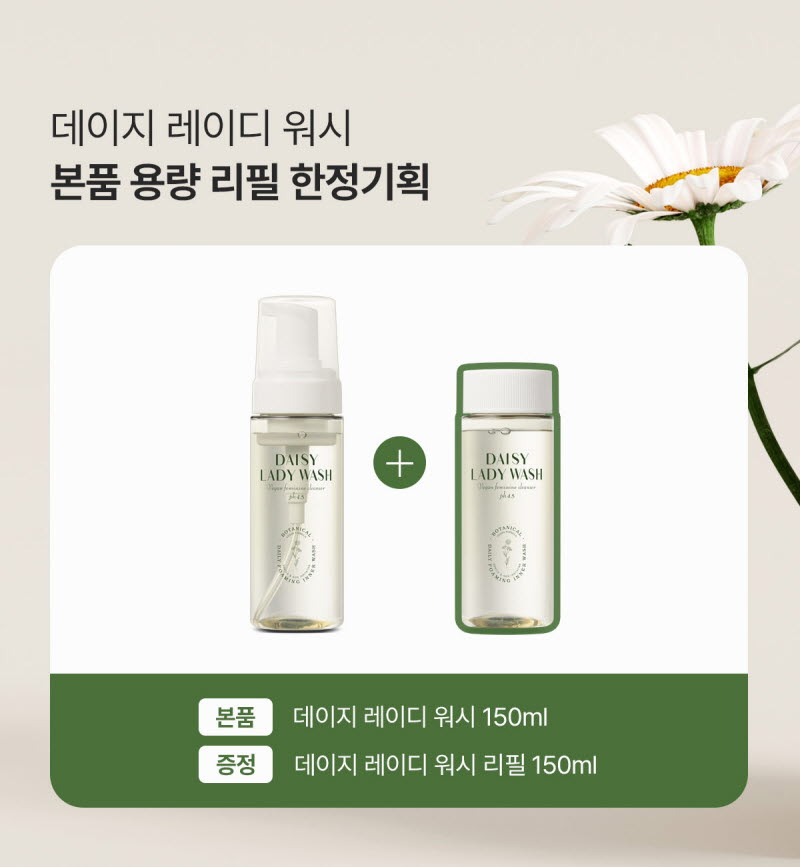 [씨유스킨] 닥터솔루션 데이지 레이디 워시 (본품 150ml + 리필 150ml) 상세 이미지 2