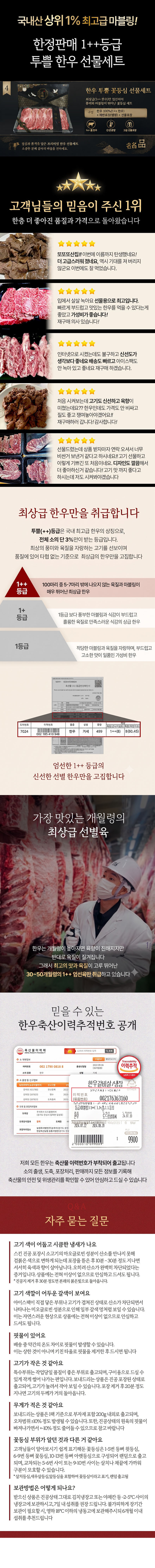 1++ 투뿔 한우 명품 프리미엄 한우 투뿔 꽃등심 명절 선물세트 상세 이미지 2