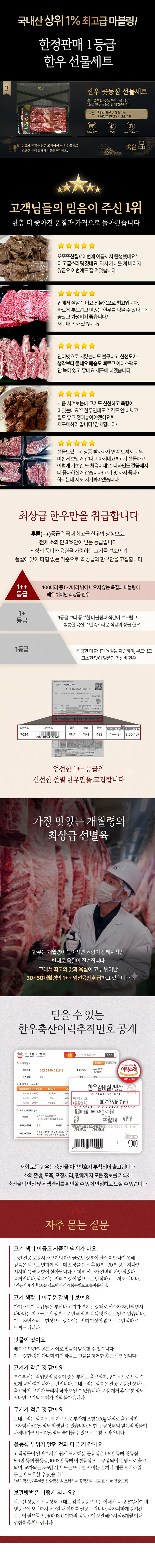 1등급 한우 명품 프리미엄 한우 꽃등심 명절 선물세트 상세 이미지 2