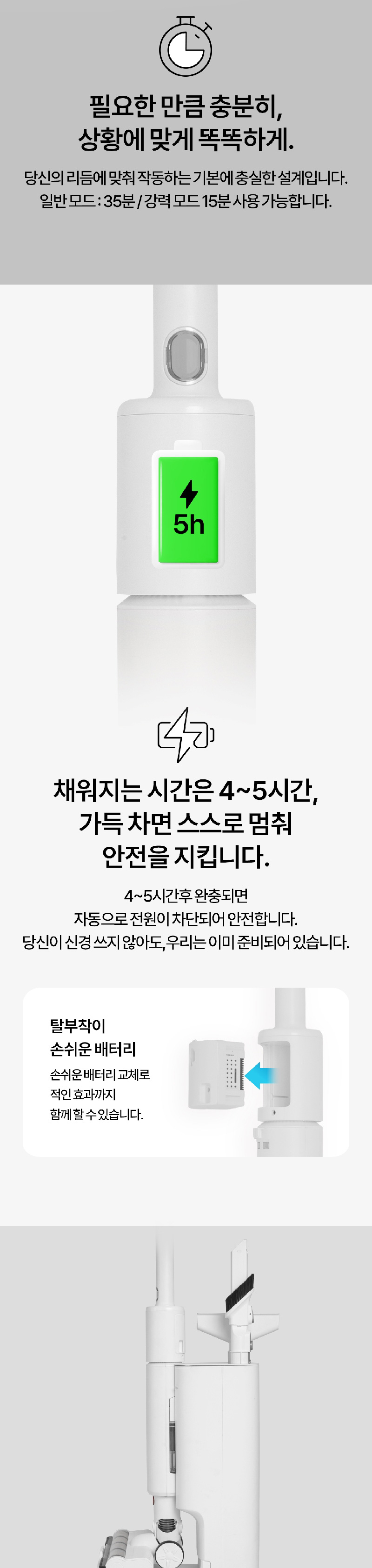 [가이타이너] 이지 셀프 클리닝 BLDC 무선 진공 청소기 GTLVC-SC1 상세 이미지 5