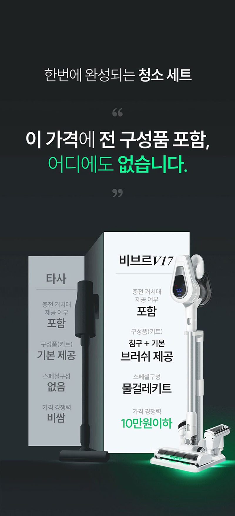비브르 무선청소기+자동충천거치대+물걸레키트 V17 상세 이미지 4