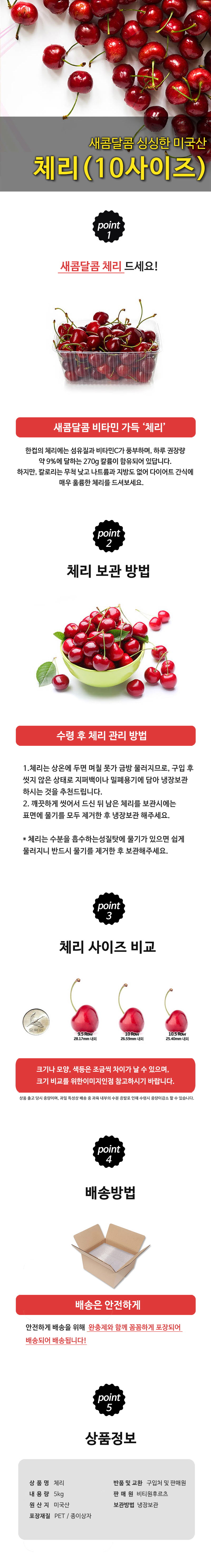 [수입과일] 싱싱한 미국산 체리 5kg (10사이즈) 상세 이미지 2
